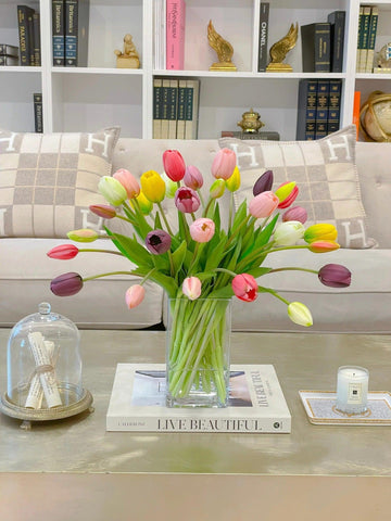 Large Prismatic Color Tulips Arrangement - Flovery